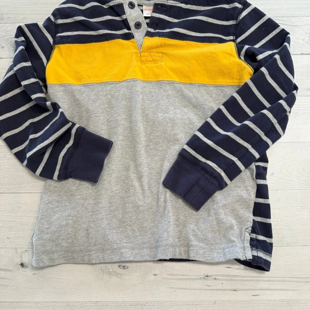 Gymboree kids navy blue grey yellow kids‎ hooded shirt size 8
